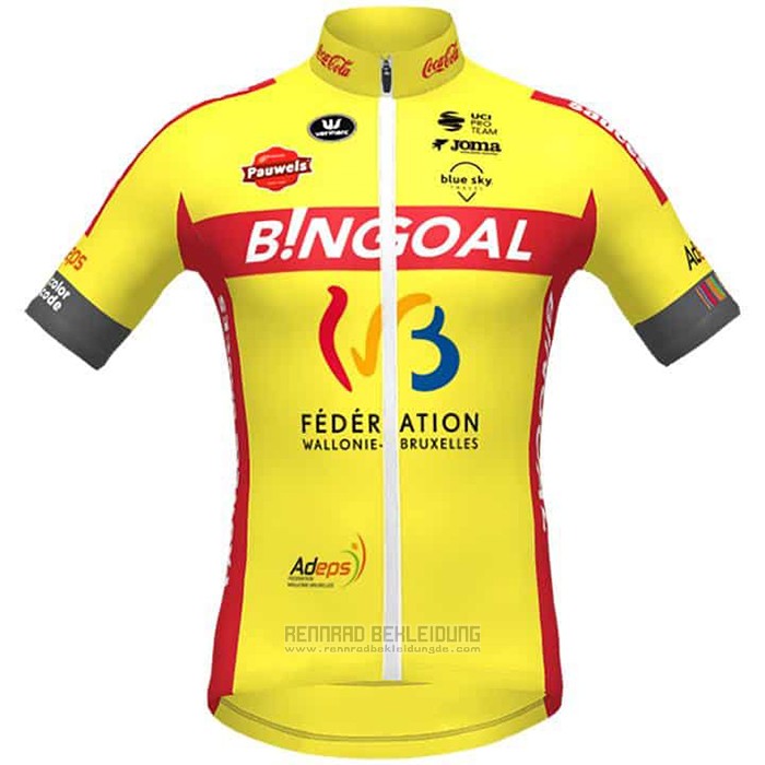 2021 Fahrradbekleidung Wallonie Bruxelles Gelb Trikot Kurzarm und Tragerhose - zum Schließen ins Bild klicken